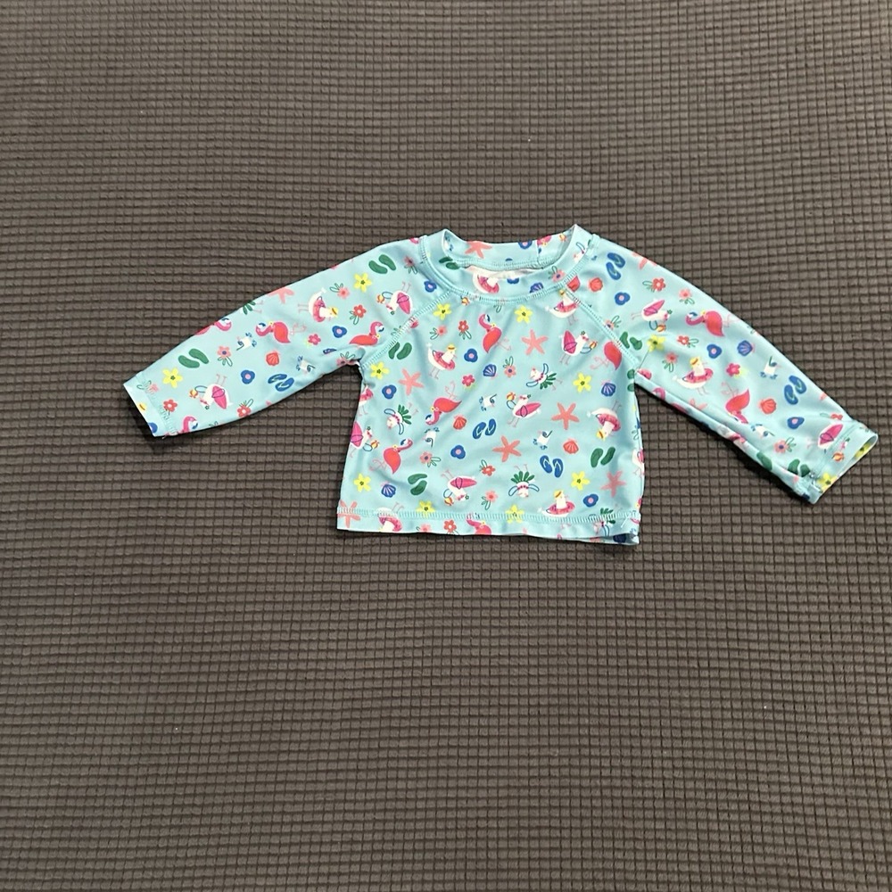 First Impressions Baby Rash Guard Top 3–6 Months Flamingo Starfish Swim Shirt